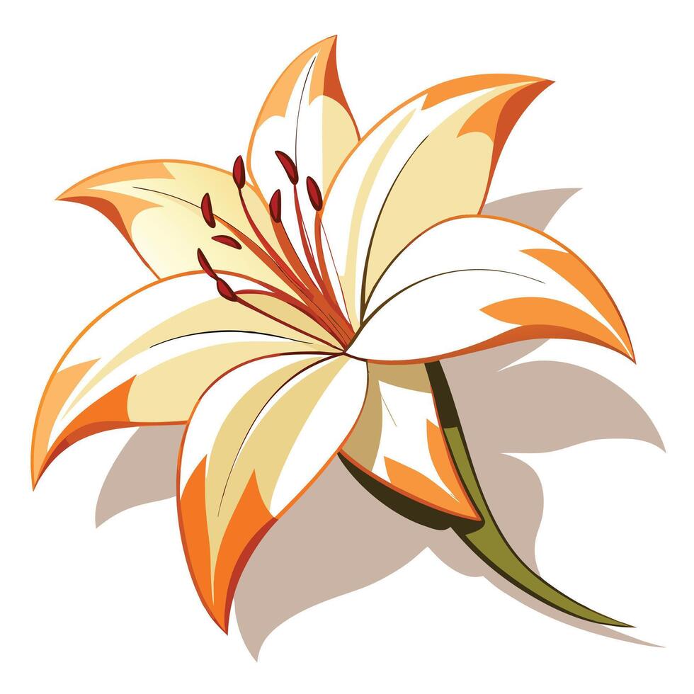 Abstract negative space lily with a shadow only presence in art vector