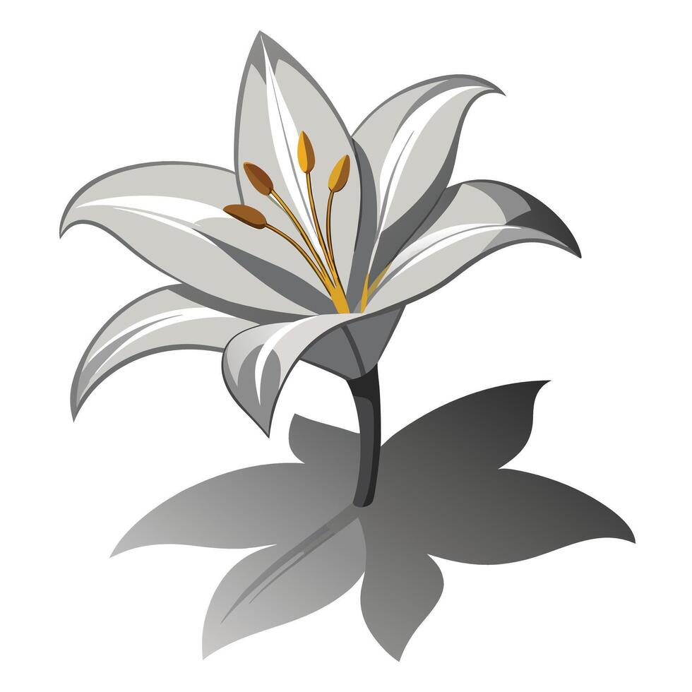 Unique negative space lily highlighting its implied shadow in graphic vector