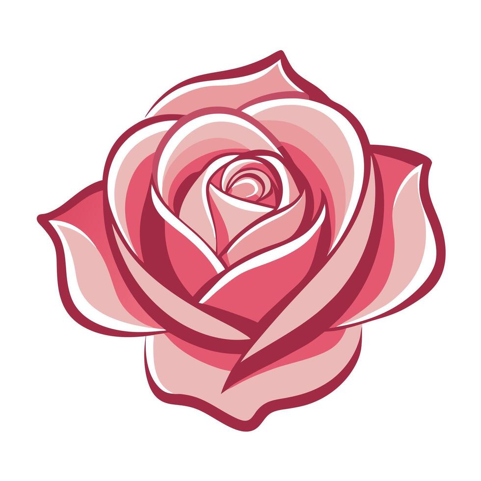 Negative space rose with hidden petals illustration modern floral art vector