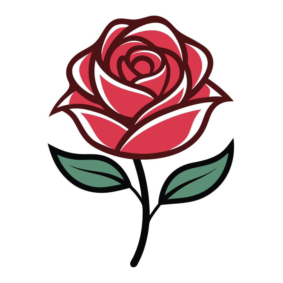 Unique negative space rose highlighting its concealed petal form in graphic vector