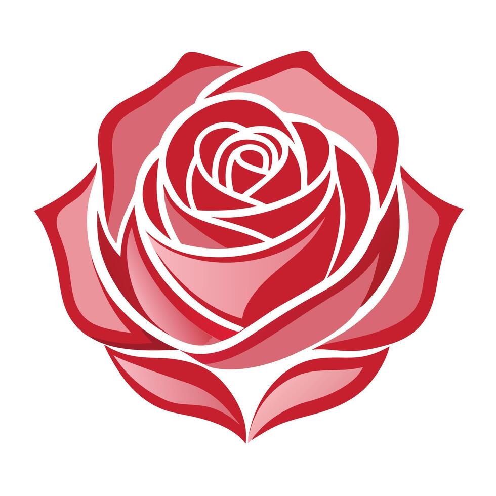 Modern negative space rose showcasing its subtle hidden petals in illustration vector
