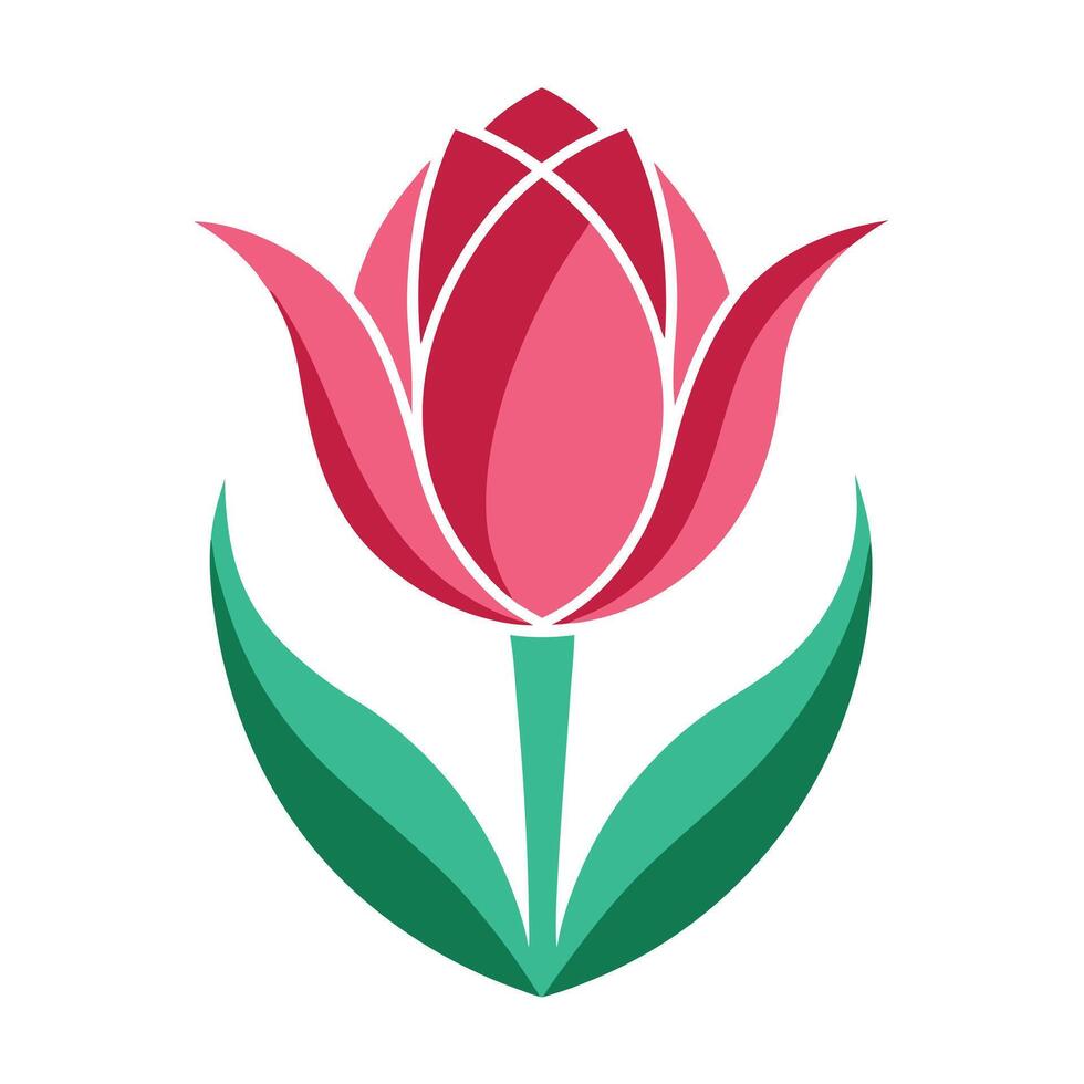Modern tulip with negative space and subtle impression illustration floral vector