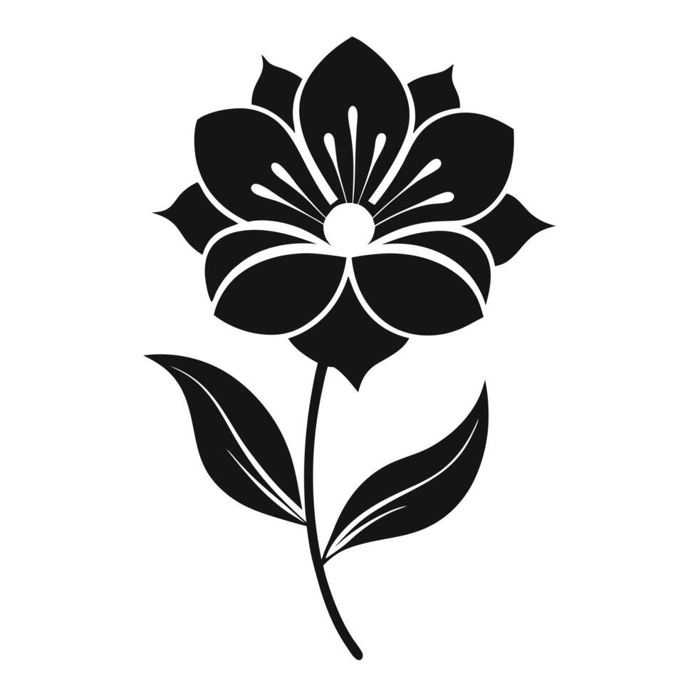 Abstract wildflower with negative space cutout illustration minimalist art vector