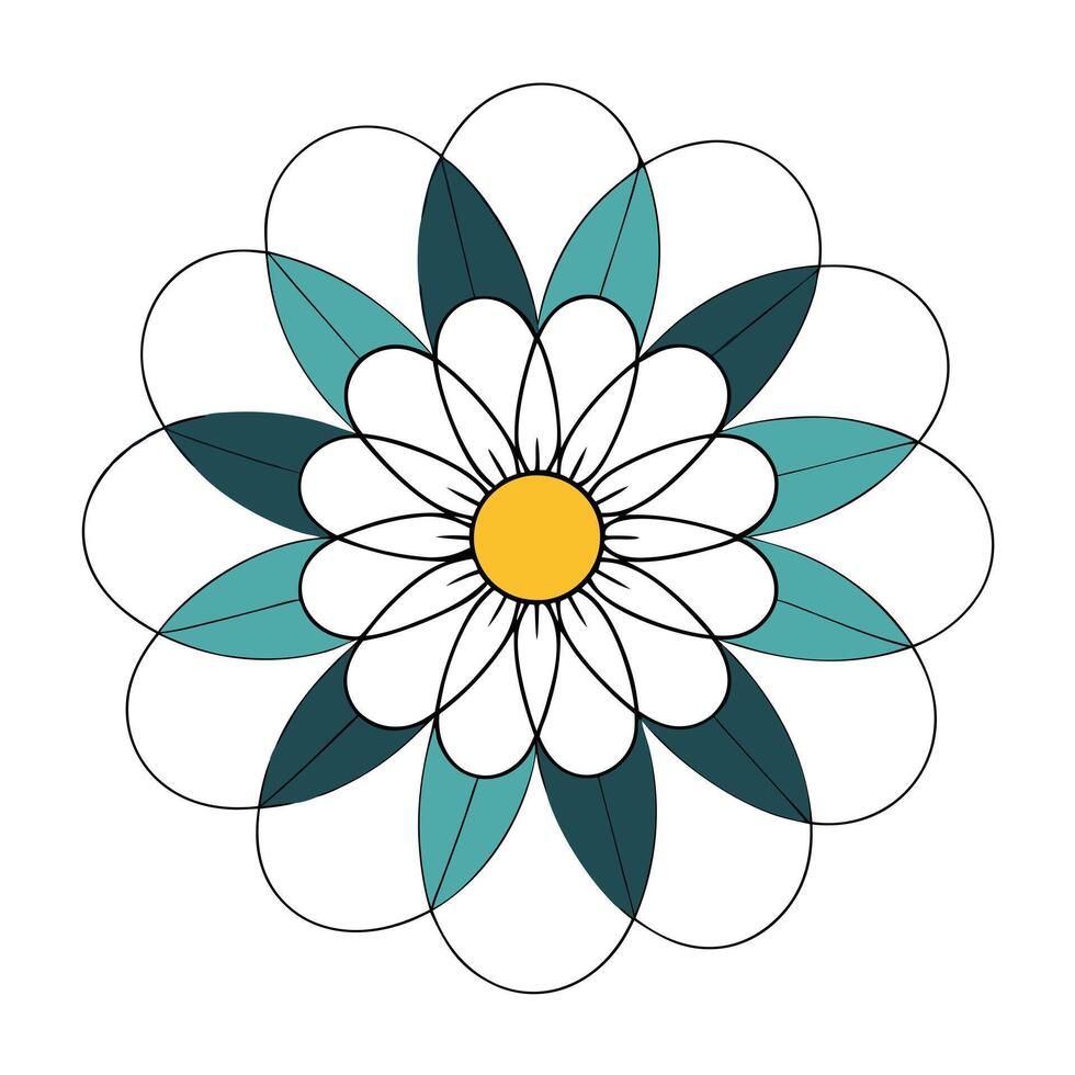 Overlapping circles daisy with abstract elegance illustration modern floral vector