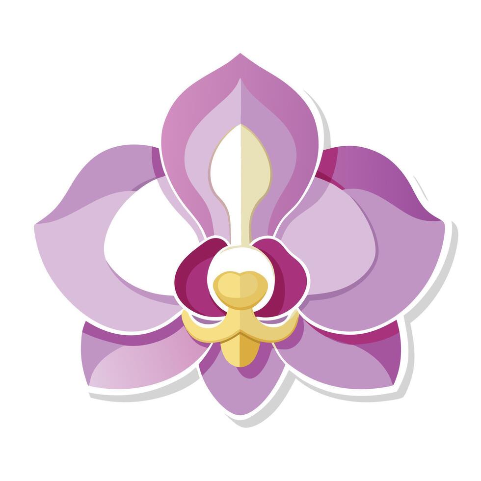 Paper cutout orchid with layered minimalism illustration modern floral vector