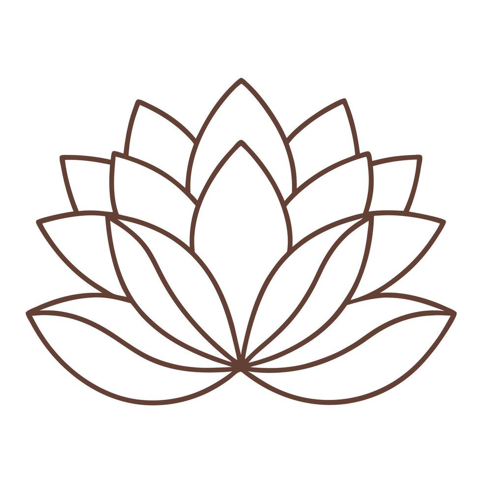 Lotus with petal contour drawing illustration minimalist floral art vector
