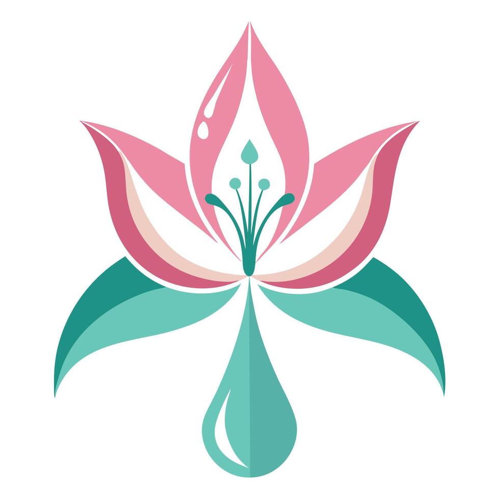 Elegant lily with raindrop effect on petals illustration delicate floral art vector
