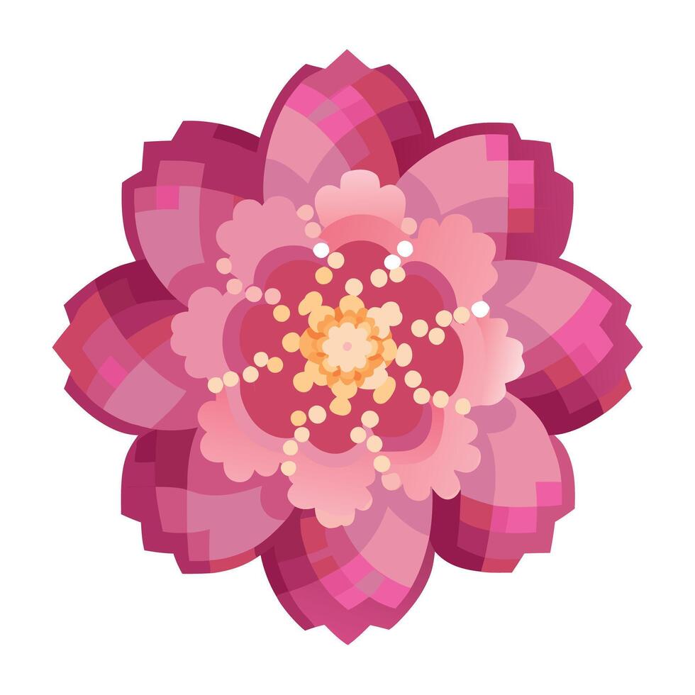 Blossom with pixel fade effect illustration digital abstract art vector