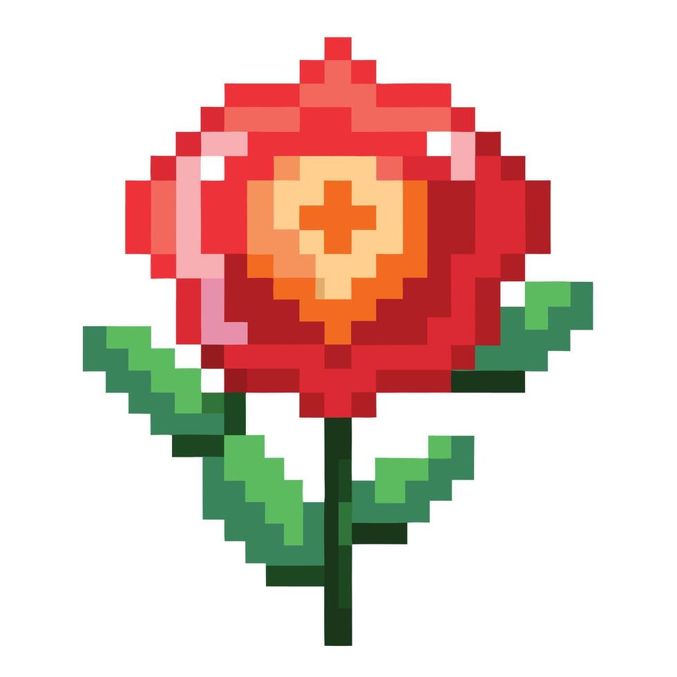 Blossom with pixelated petal edges illustration digital floral art vector