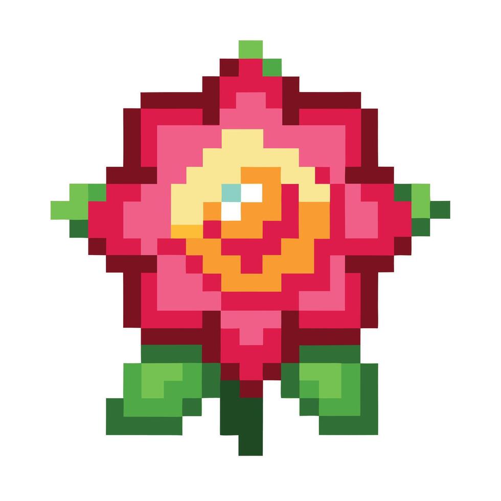 Abstract blossom with pixelated edges illustration digital floral art vector