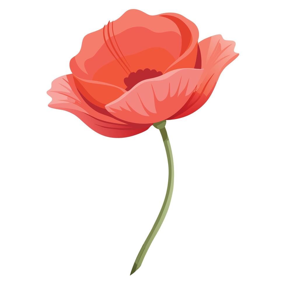 Abstract semi-transparent poppy with beautifully delicate petals in art vector