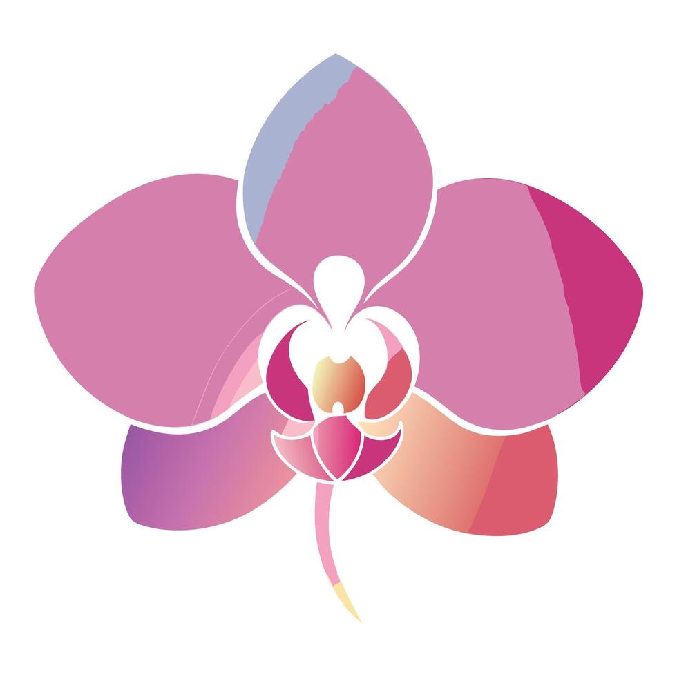 Unique silhouette orchid highlighting its subtle negative space in graphic vector