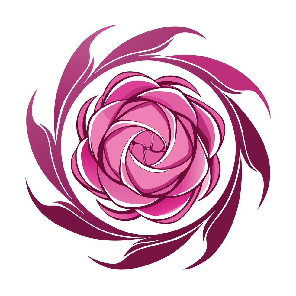 Peony with spiral petal arrangement illustration elegant floral art vector