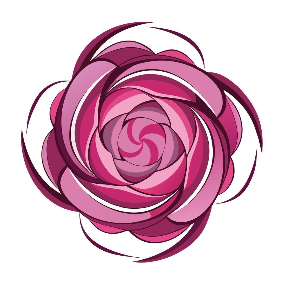 Spiral bloom peony with twisting petals illustration elegant floral design vector