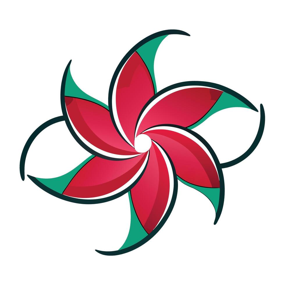 Flower with spiral center and radiating lines illustration modern art vector