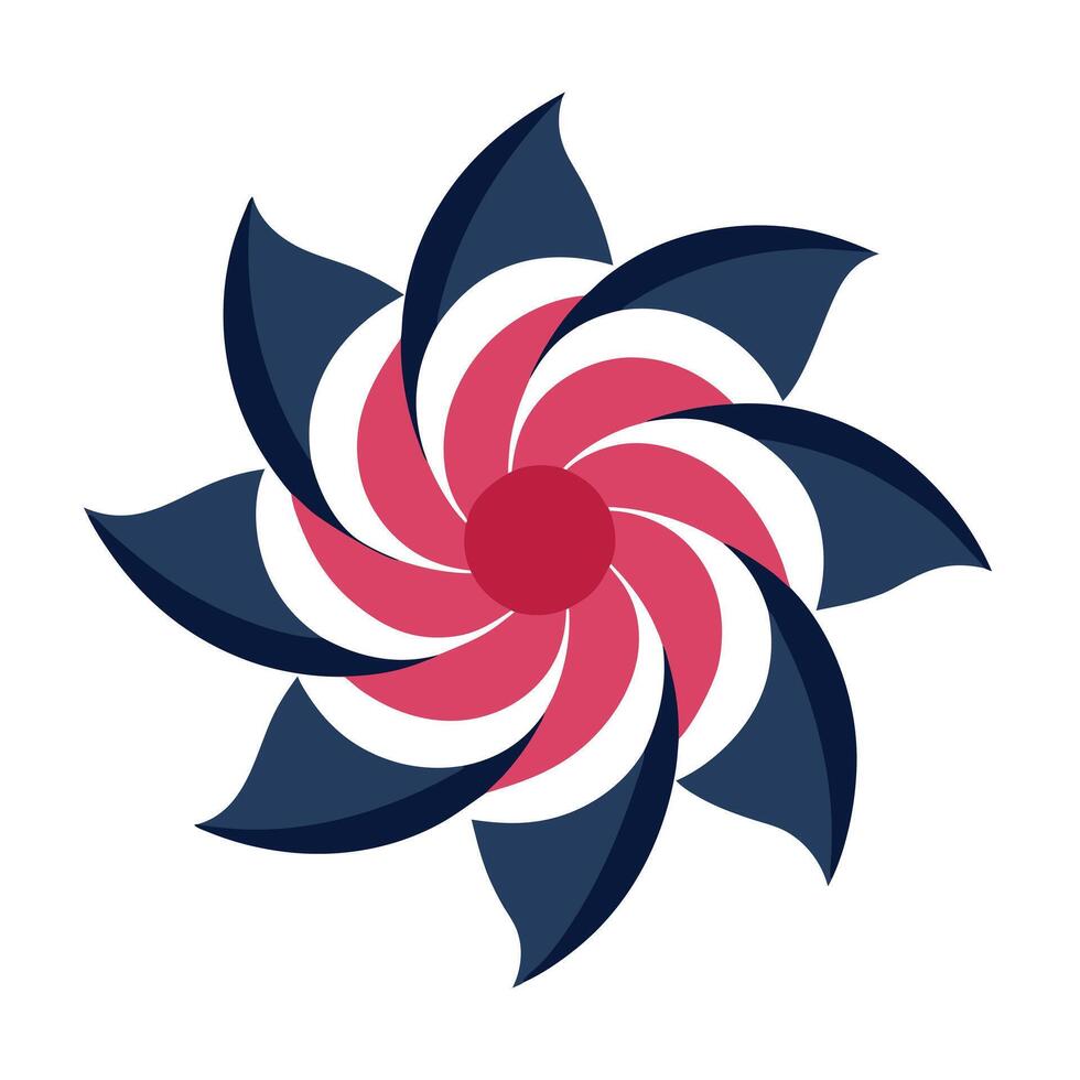 Abstract flower with spiral center and radiating design illustration floral vector