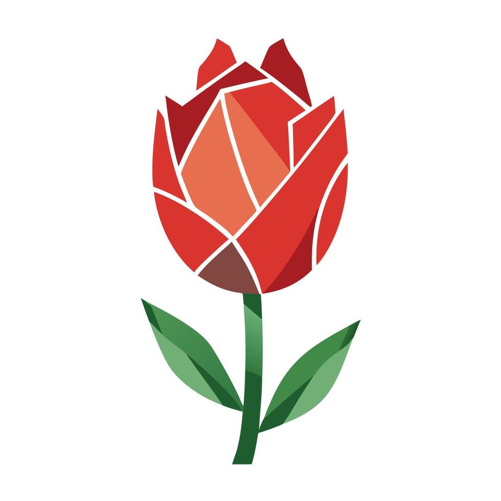 Abstract tulip with torn paper effect illustration artistic floral art vector
