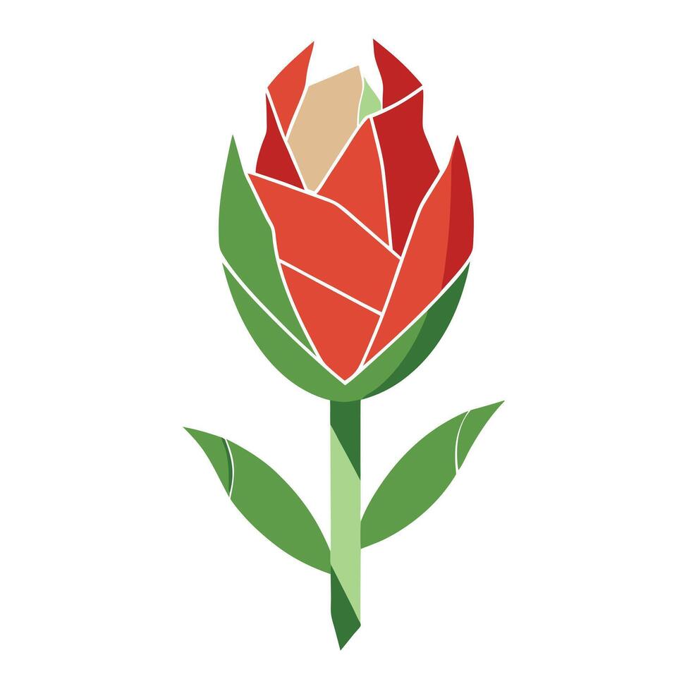 Artistic tulip with torn paper cutout illustration modern floral vector