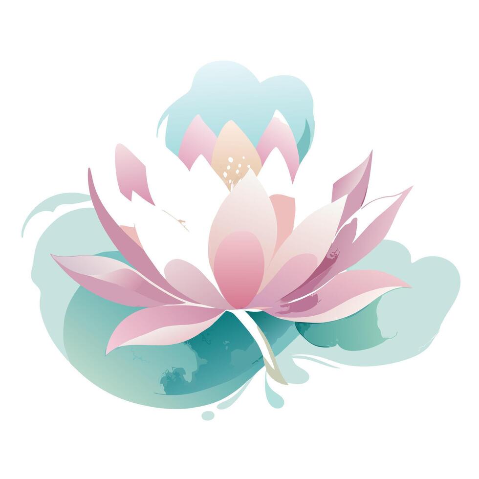 Watercolor fade lotus with soft flowing edges illustration artistic floral vector