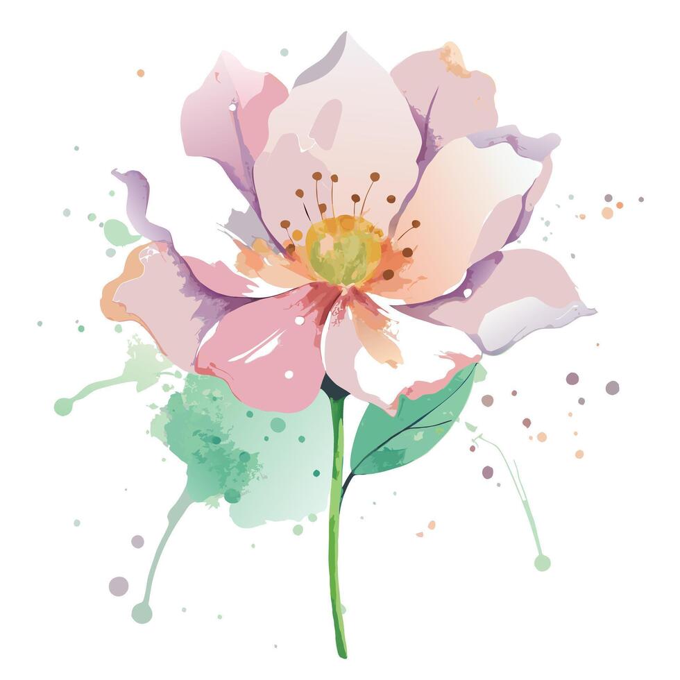 Modern wildflower with watercolor splash design illustration artistic floral vector