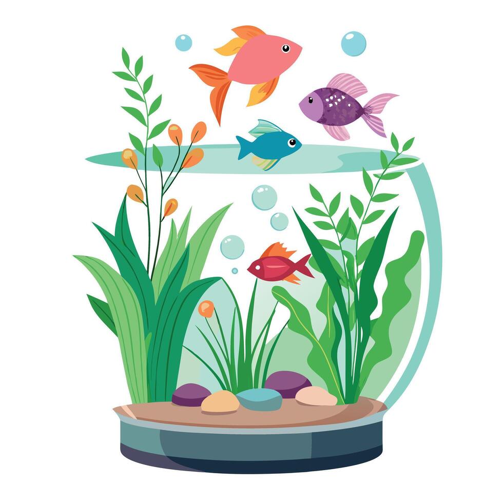 Aquarium Planter With Fish And Floating Plants Creative Design vector