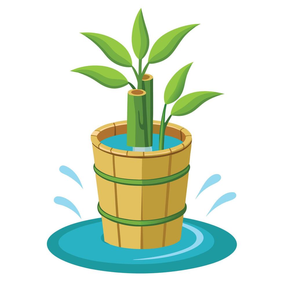 Bamboo Hollow Planter Water Flowing Through Innovative Design vector