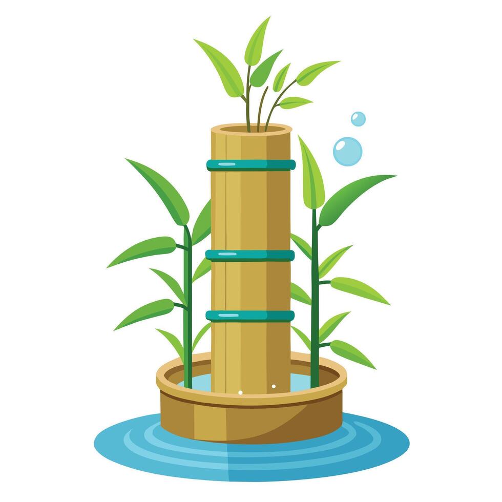 Innovative Design Bamboo Hollow Planter Water Flowing Through vector