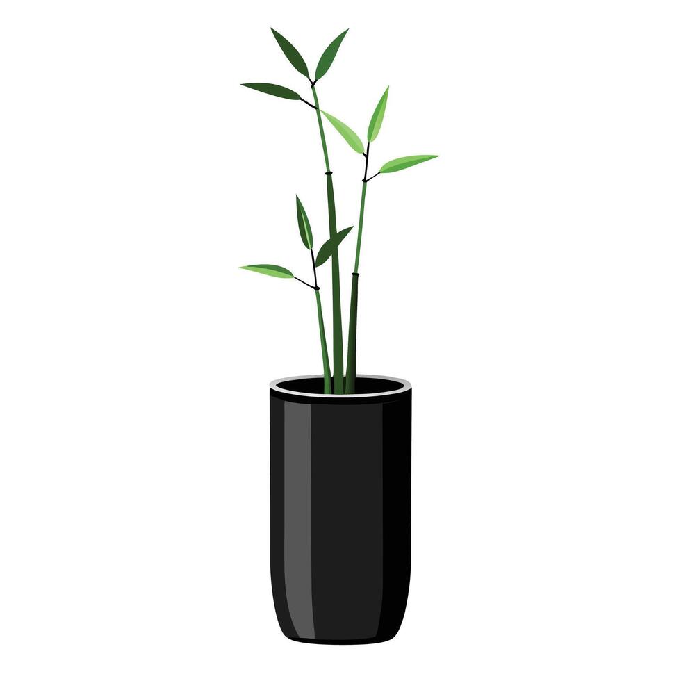 Black Matte Ceramic Planter Tall Minimalist Design vector
