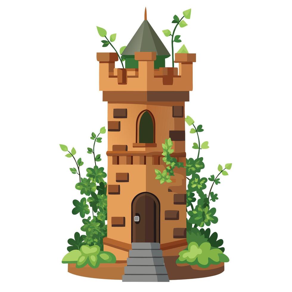 Climbing Ivy Castle Tower Planter Design vector