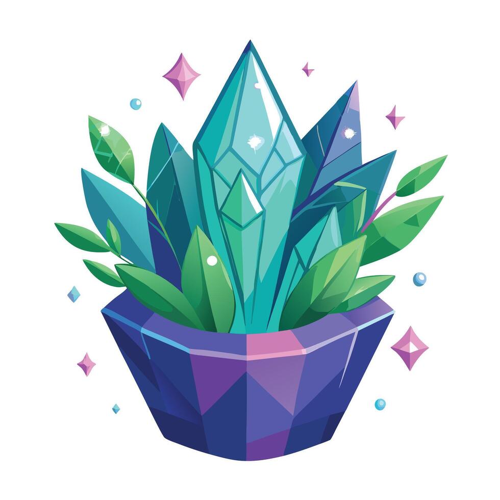 Charming Plants Thriving In A Crystal Planter vector