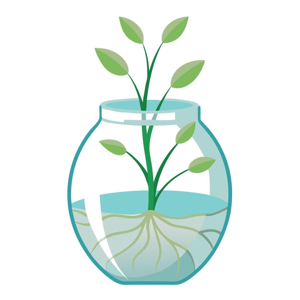 Crystal Vase Planter With Transparent Water Effect vector