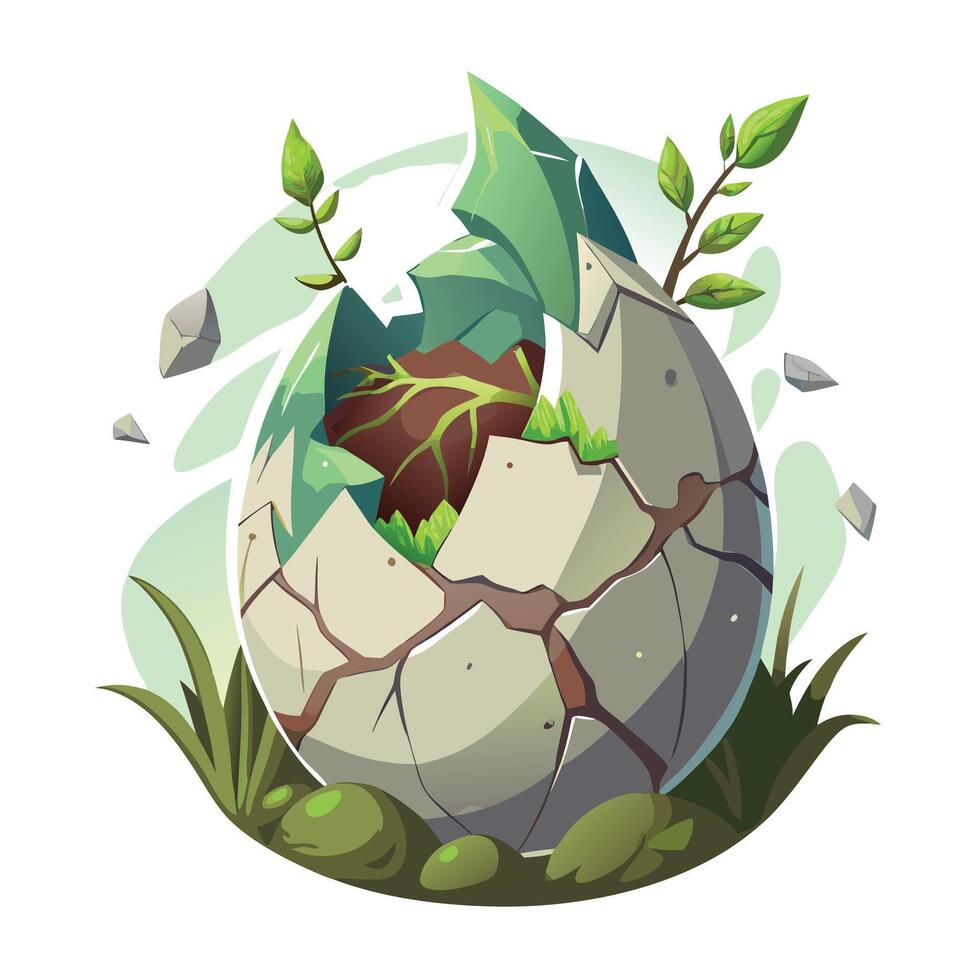 Charming Dragon Egg Planter With Magical Tiny Leaves vector