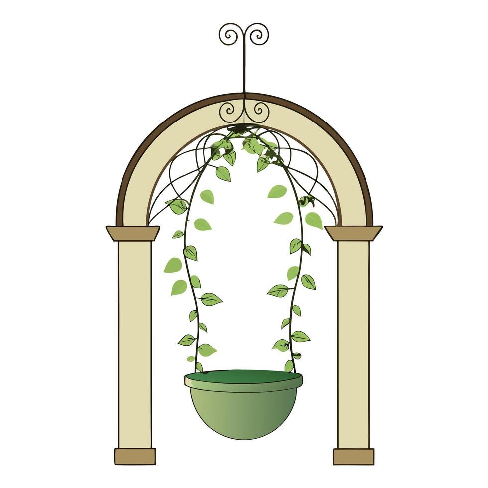 Charming Arch Planter Adorned With Delicate Vines vector