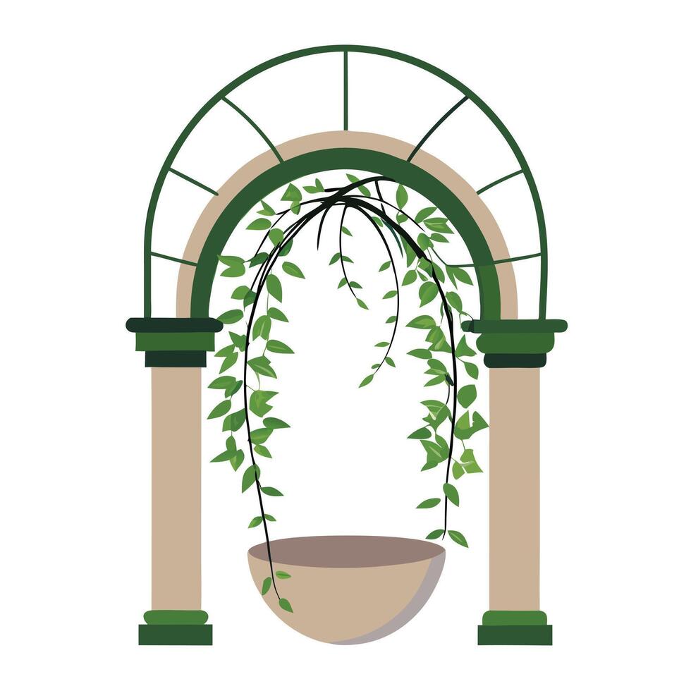 Stylish Arch-Shaped Planter With A Graceful Vine vector