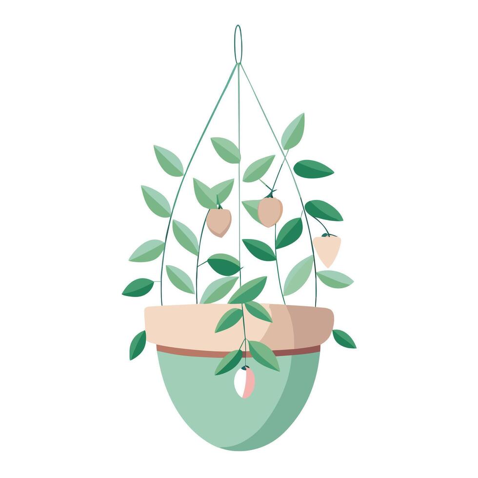 Beautiful Hanging Planter In Soft Pastel Colors vector