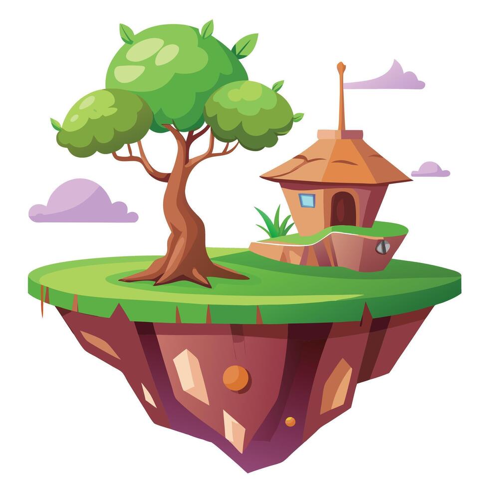 Unique Island Planter With Mini Tree Providing Serenity vector