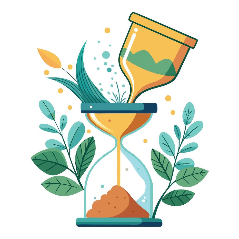 Floating Hourglass Planter Where Sand Turns Into Plants vector