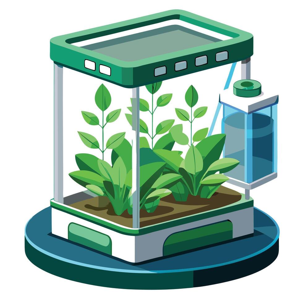 Futuristic Hydroponic Herb Garden In A Modern Style vector