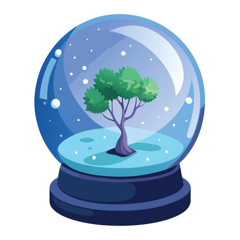 Delightful Snow Globe Planter With A Small Tree vector