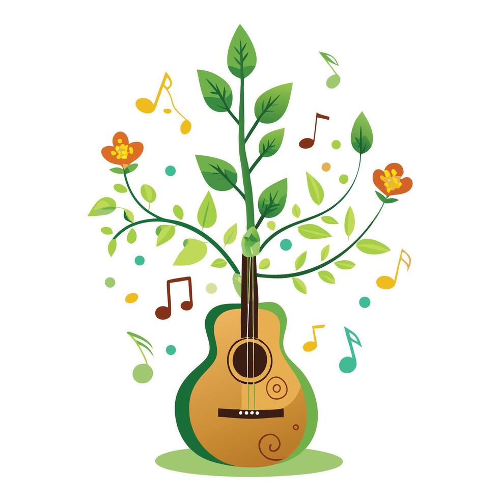 Stylish Guitar Pick Planter With Musical Themes vector
