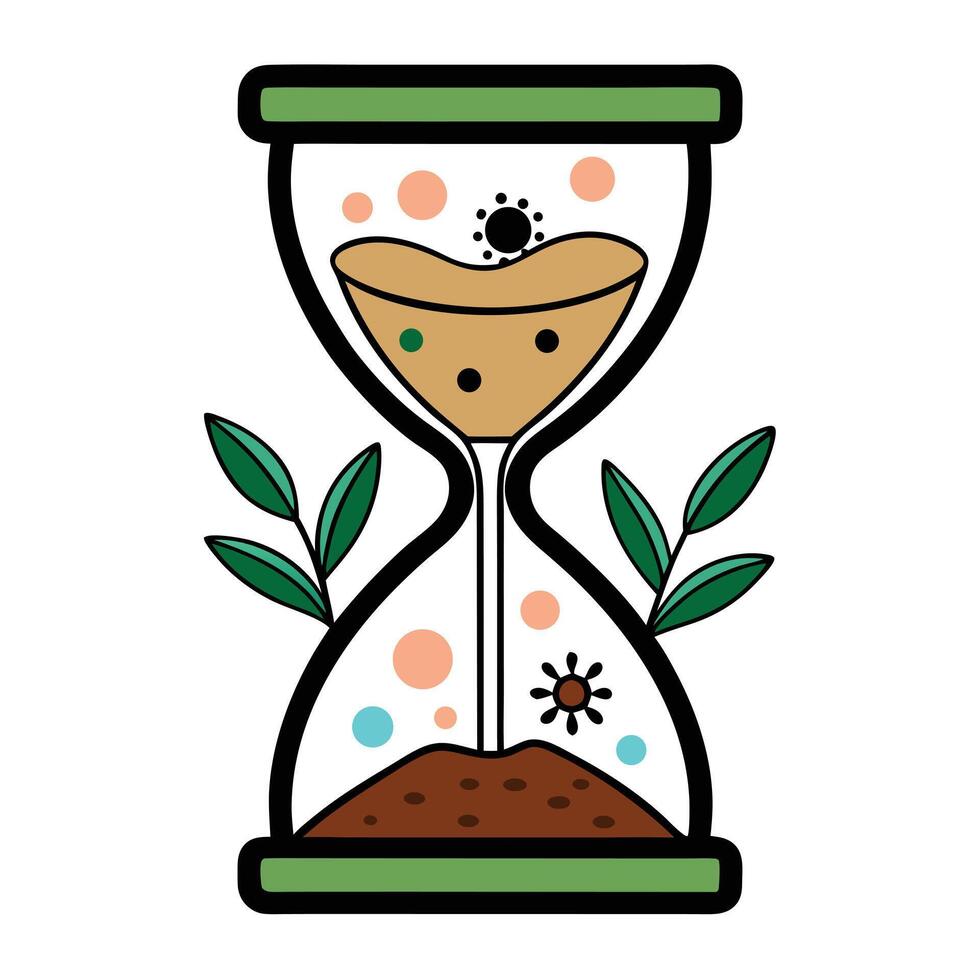 Creative Hourglass Plant Display With Growing Plants vector