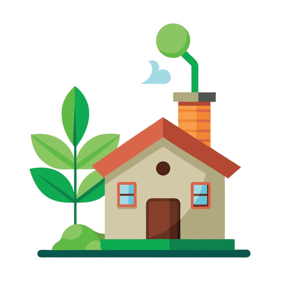 Charming House Planter Featuring A Growing Tree vector
