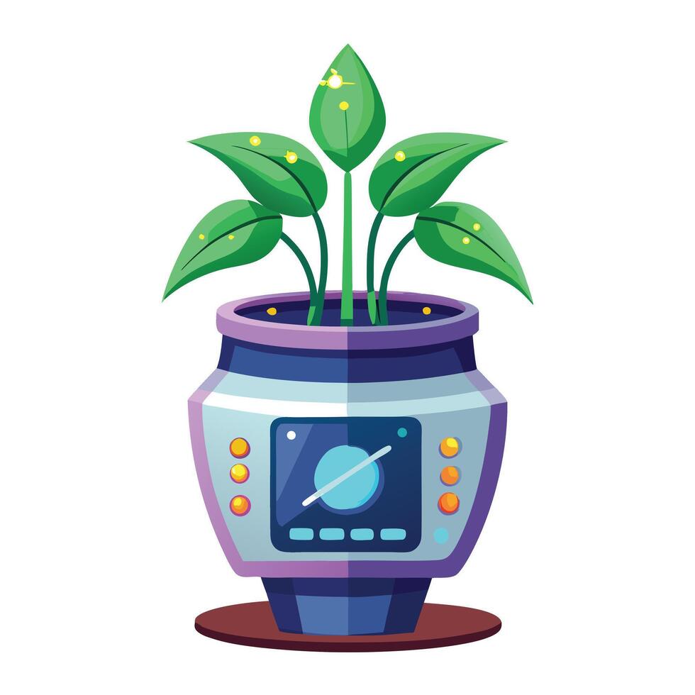 Creative LED Planter With Digital Health Monitoring vector