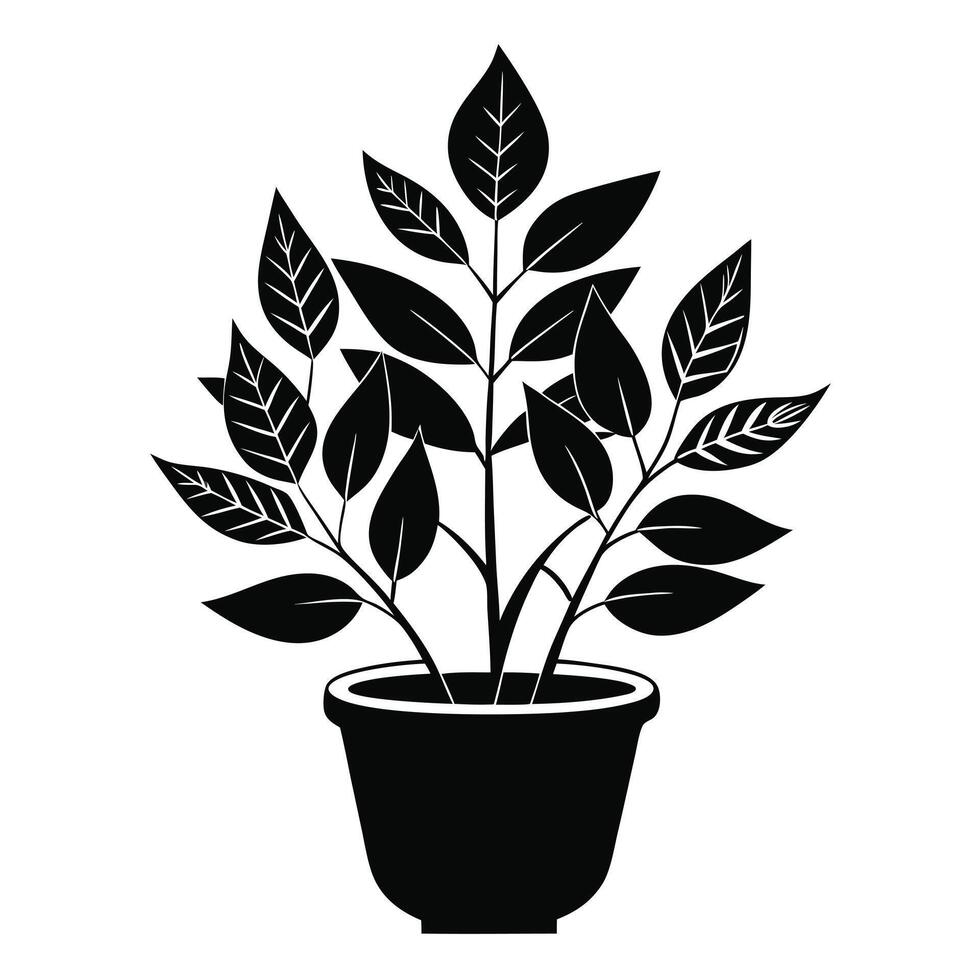 Unique Monochrome Design Featuring A Leafy Plant vector