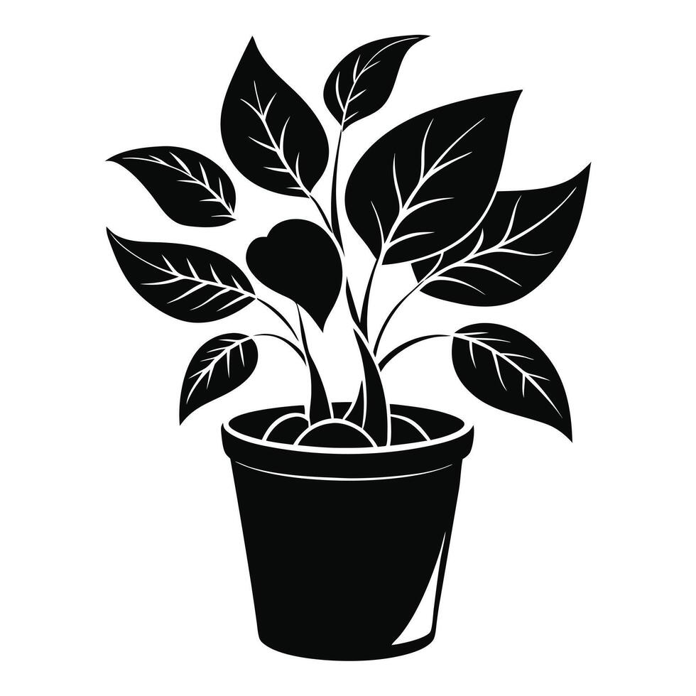 Creative Silhouette Of A Leafy Plant With Texture vector