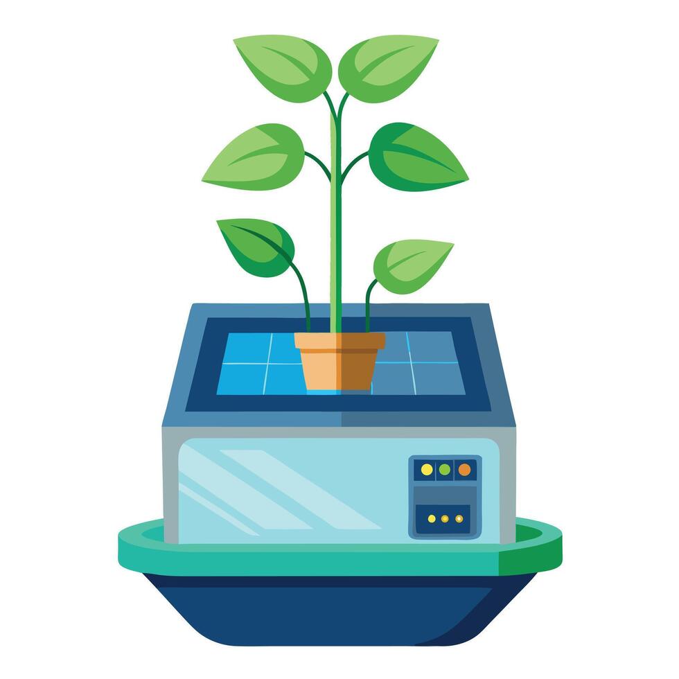 Unique Solar Powered Self Watering Planter Showcasing A Digital Display vector