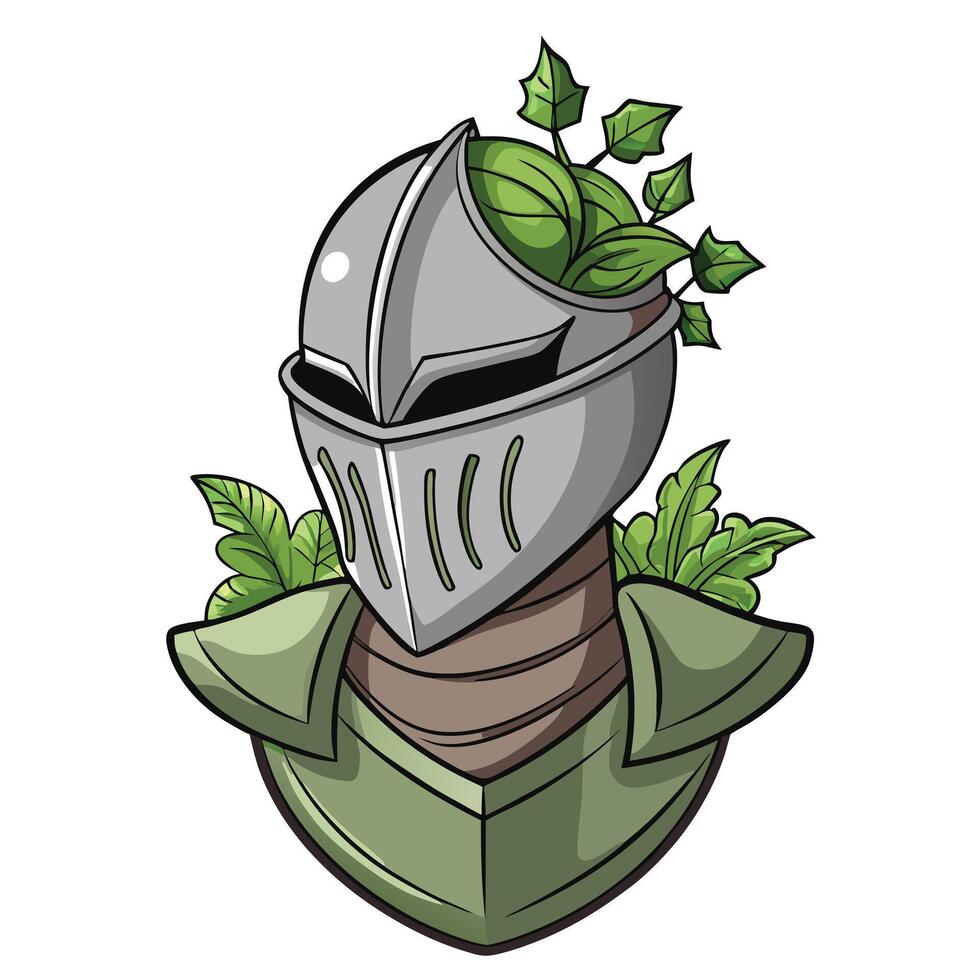Suit Of Armor Planter With Ivy Growing Through The Armor vector