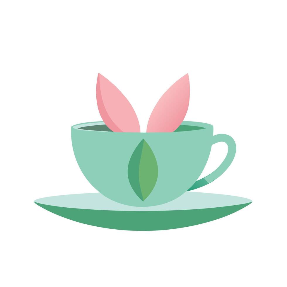 Creative Tea Cup With A Floating Lotus Flower Design vector
