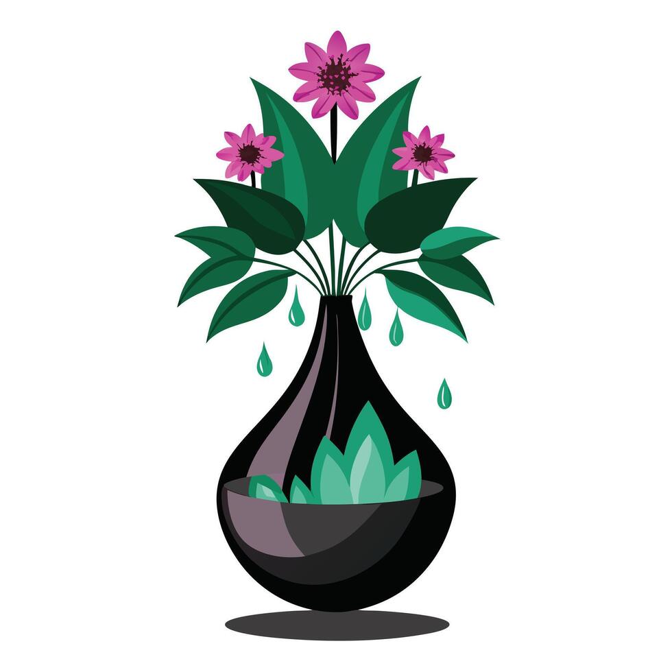 Charming Teardrop Shaped Planter Featuring Cascading Flowers vector