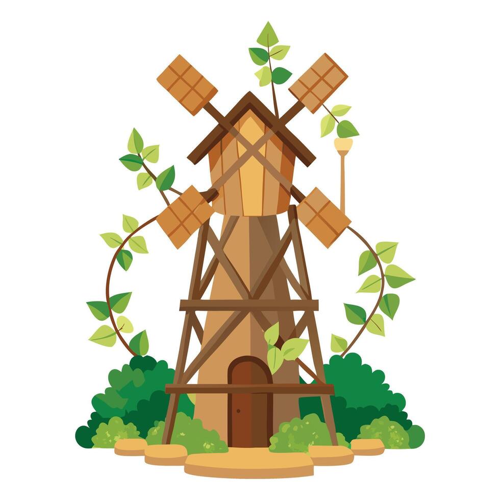 Windmill Planter With Cascading Ivy vector